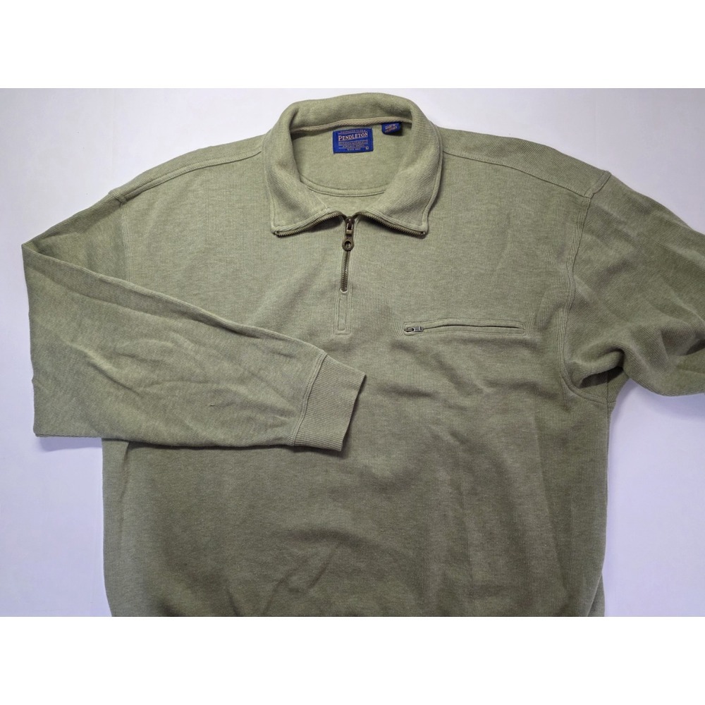 Pendleton Mens Size L Green Long Sleeve 1/4 Zip Pullover